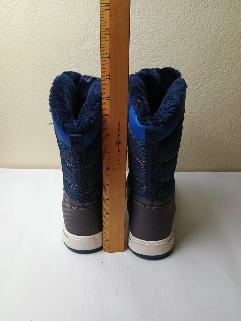 wonder nation Navy Blue & Gray Big Boy 5  Snow Boots with Faux Fur Cuff Waterprf